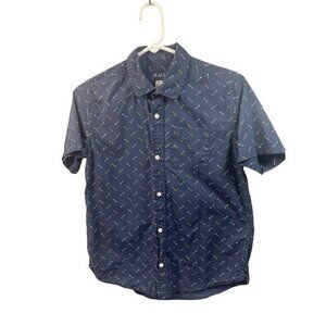 Boys Place Navy Arrow Print Short‎ Sleeve Button-Up Shirt Size 14 XL